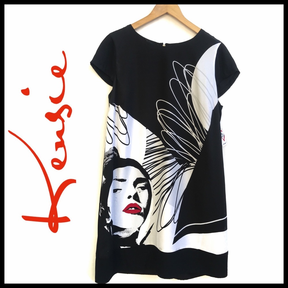 Kensie Abstract Portrait Shift Dress